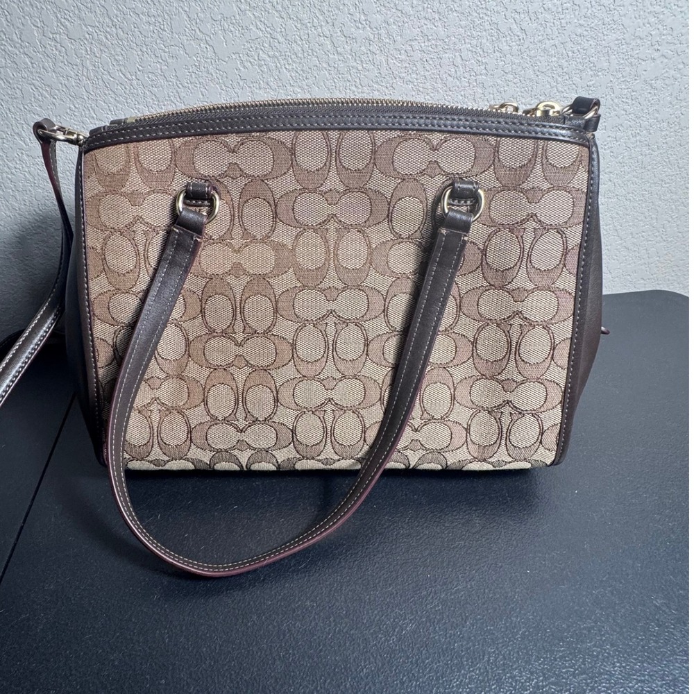 Coach Signature Canvas Stanton Carryall Brown Tan Monogram Handbag F36704 - Picture 2 of 11